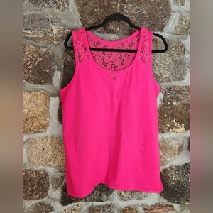 Cacique Sleepwear Size 18/20 Hot Pink Lace Tank  Pajama Top